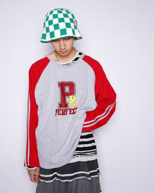 vintage looney tunes tweety "PERFECT" line raglan l/s