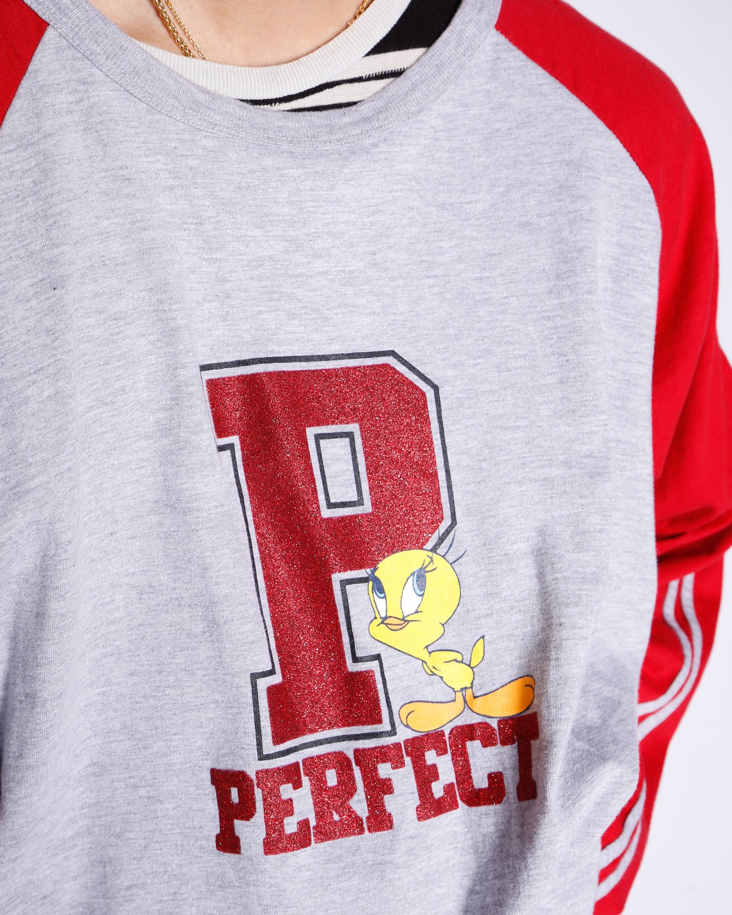 vintage looney tunes tweety "PERFECT" line raglan l/s
