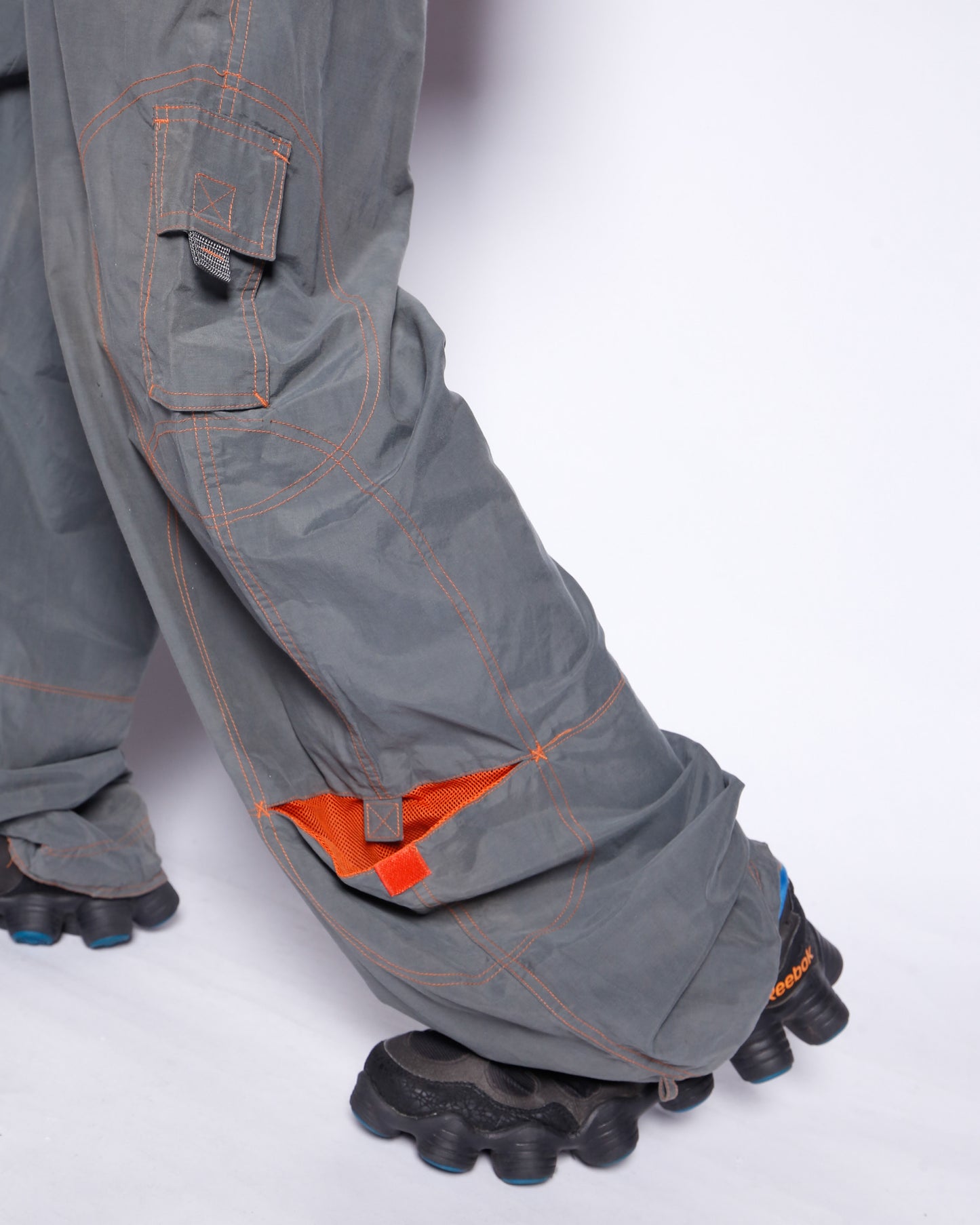 vintage belted nylon rave trousers