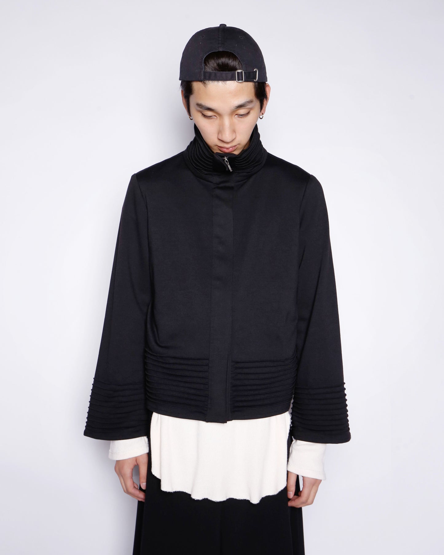 vintage pleats flare sleeve jacket