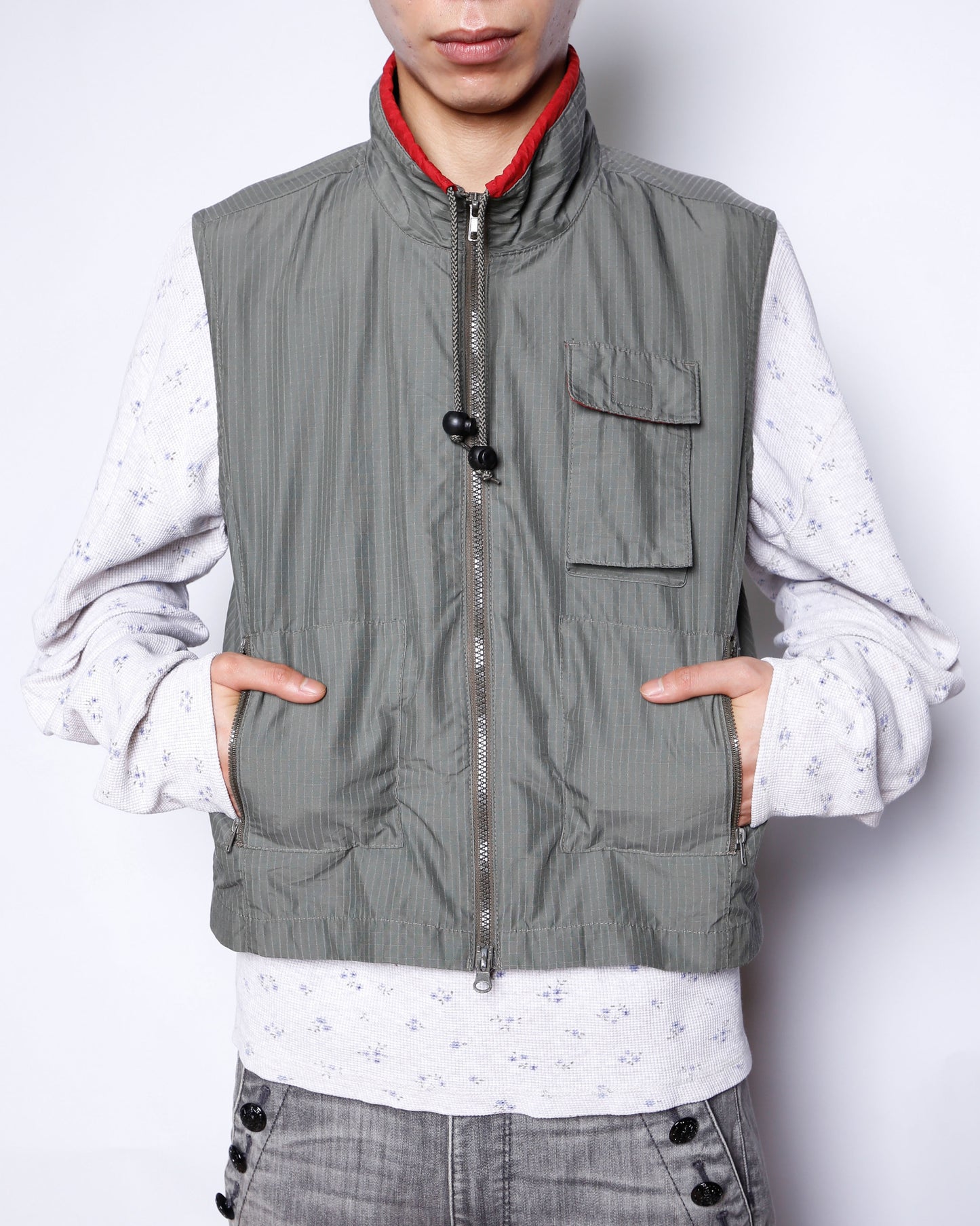 vintage stripe utility vest