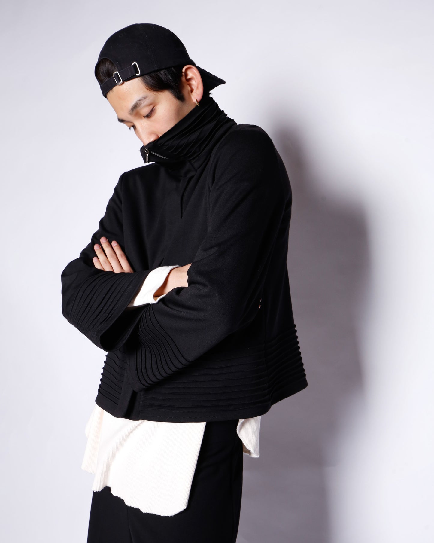 vintage pleats flare sleeve jacket