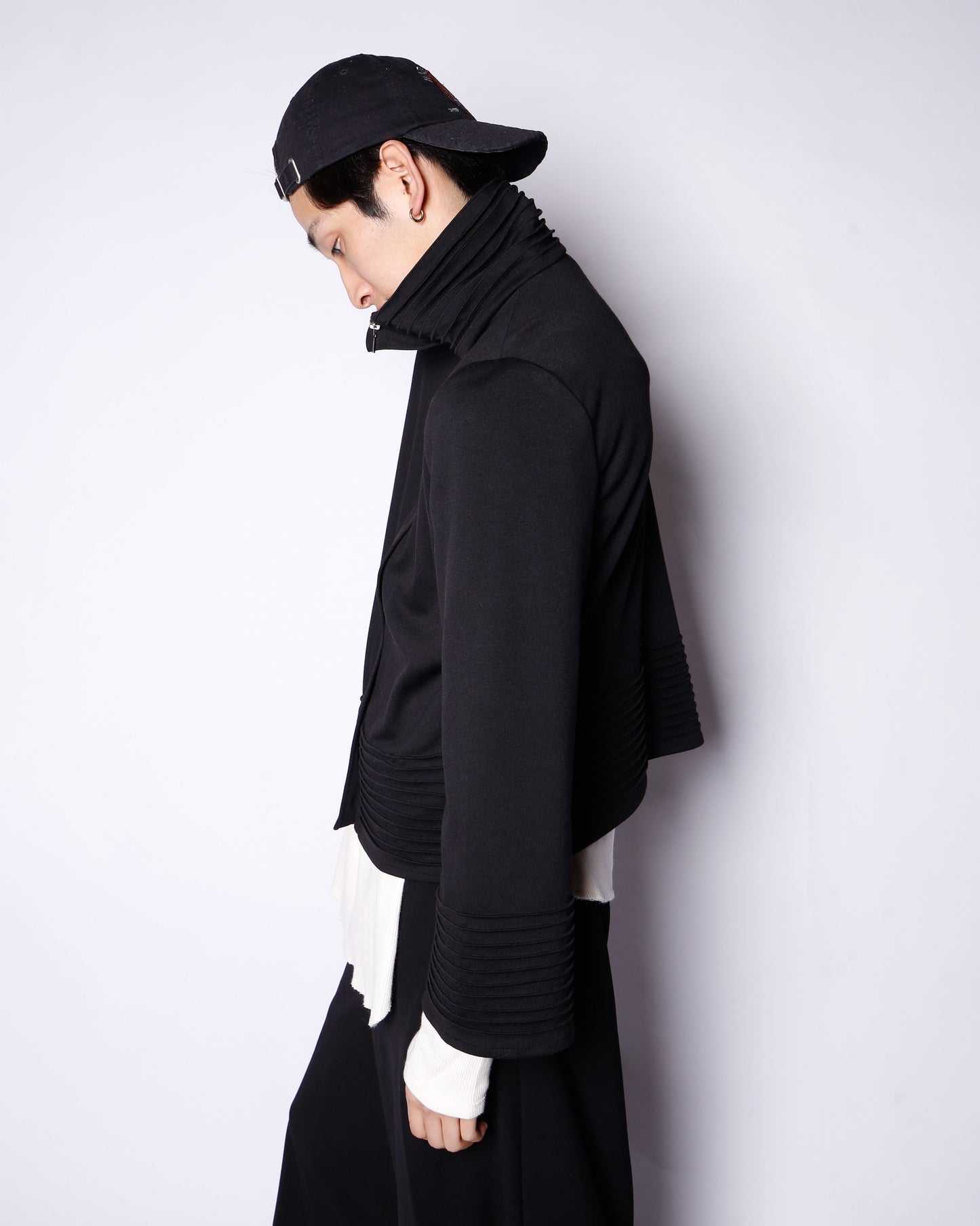 vintage pleats flare sleeve jacket