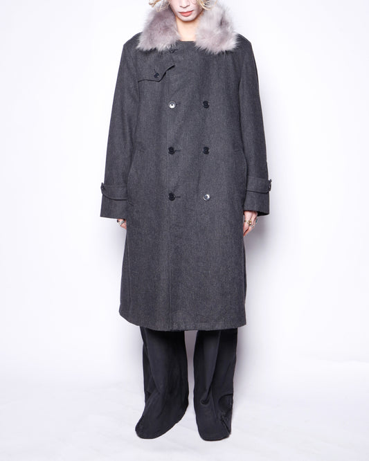 vintage with fur double breasted wool coat