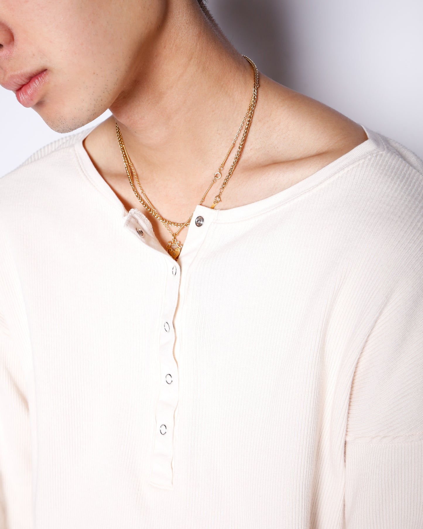 vintage rounded henry neck cut sew