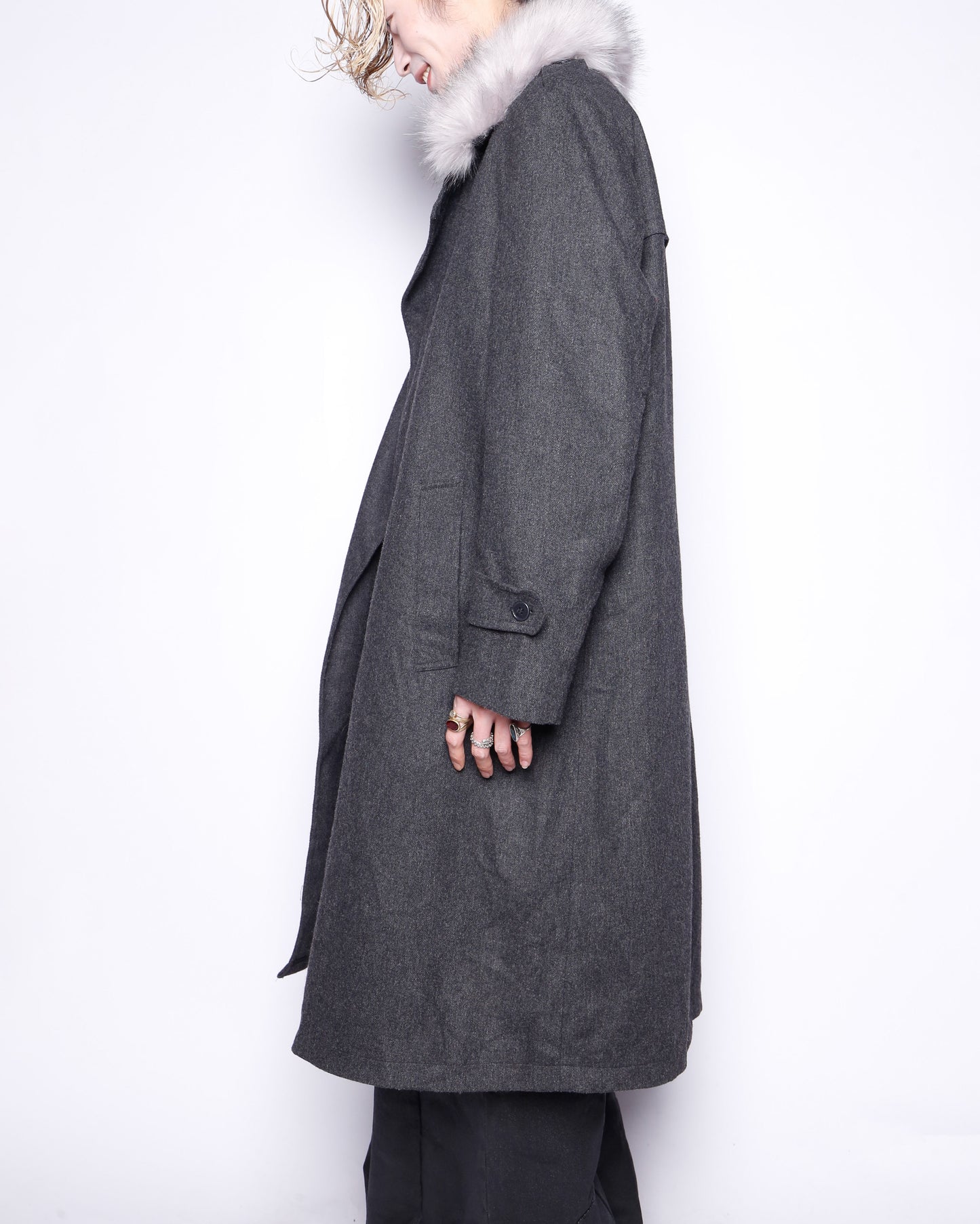 vintage with fur double breasted wool coat