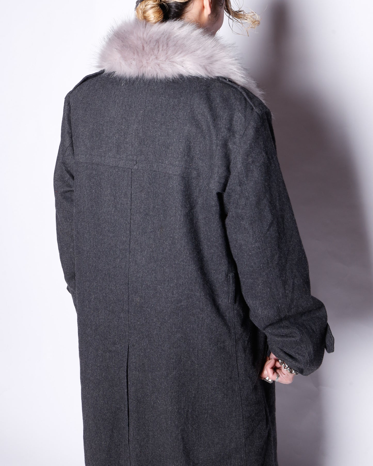 vintage with fur double breasted wool coat