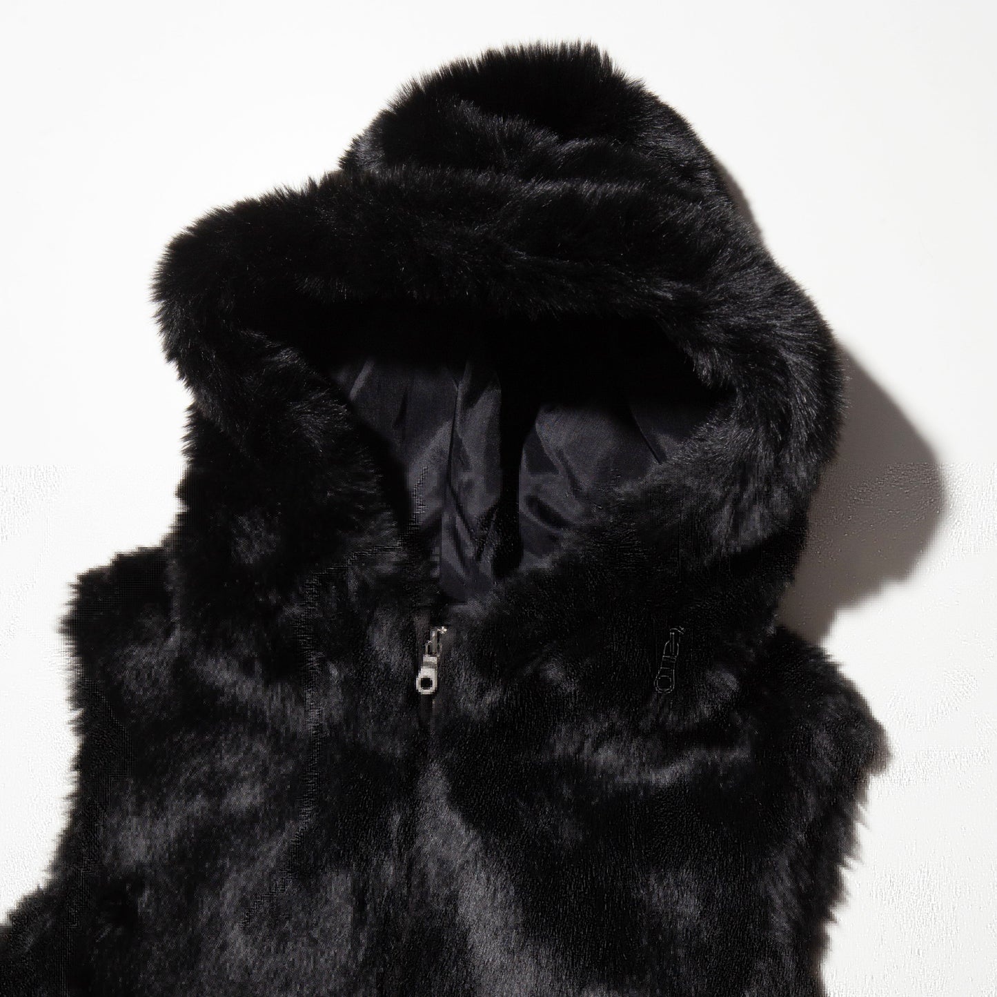vintage faux fur hooded vest