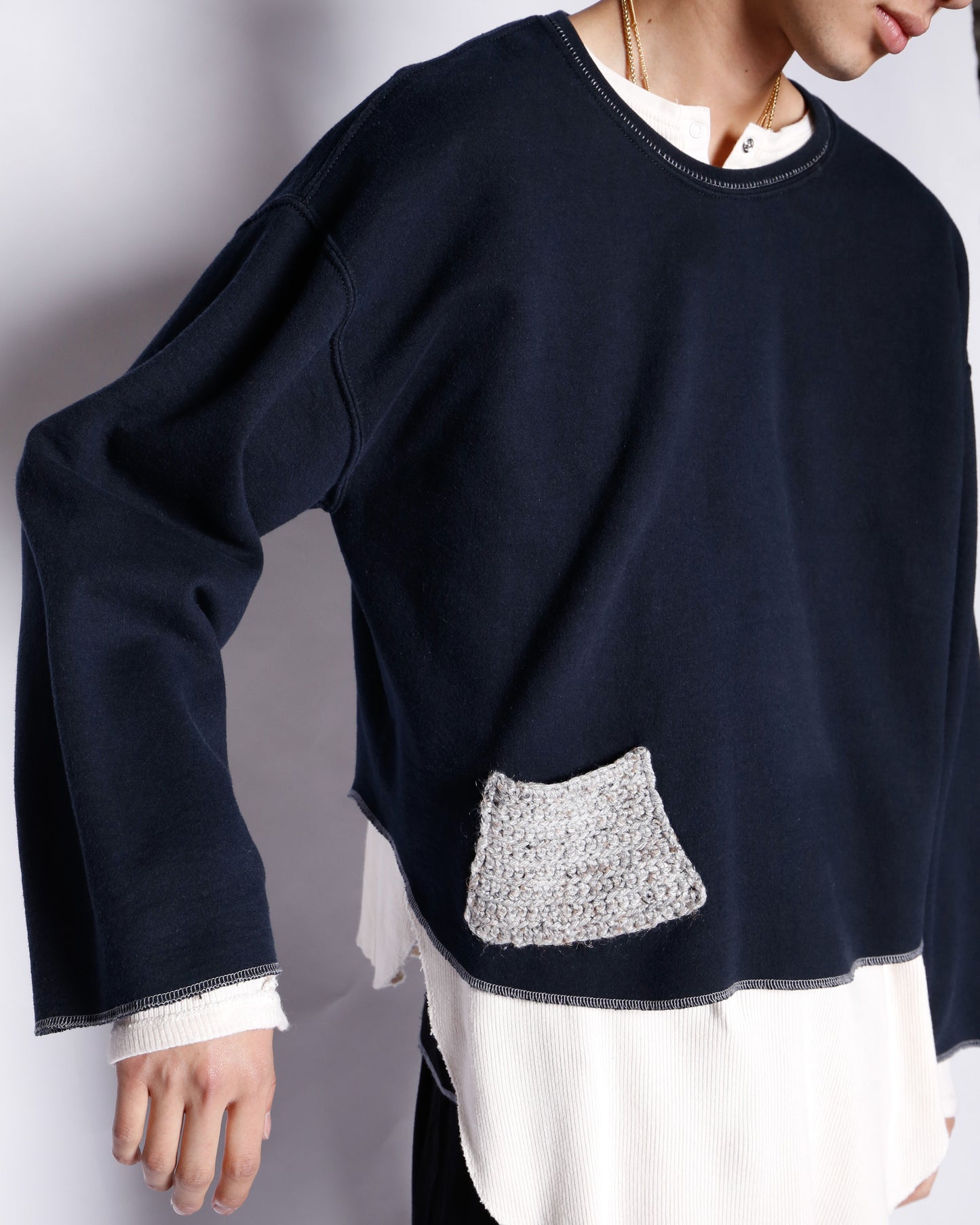 vintage cropped crochet pocket cut sew