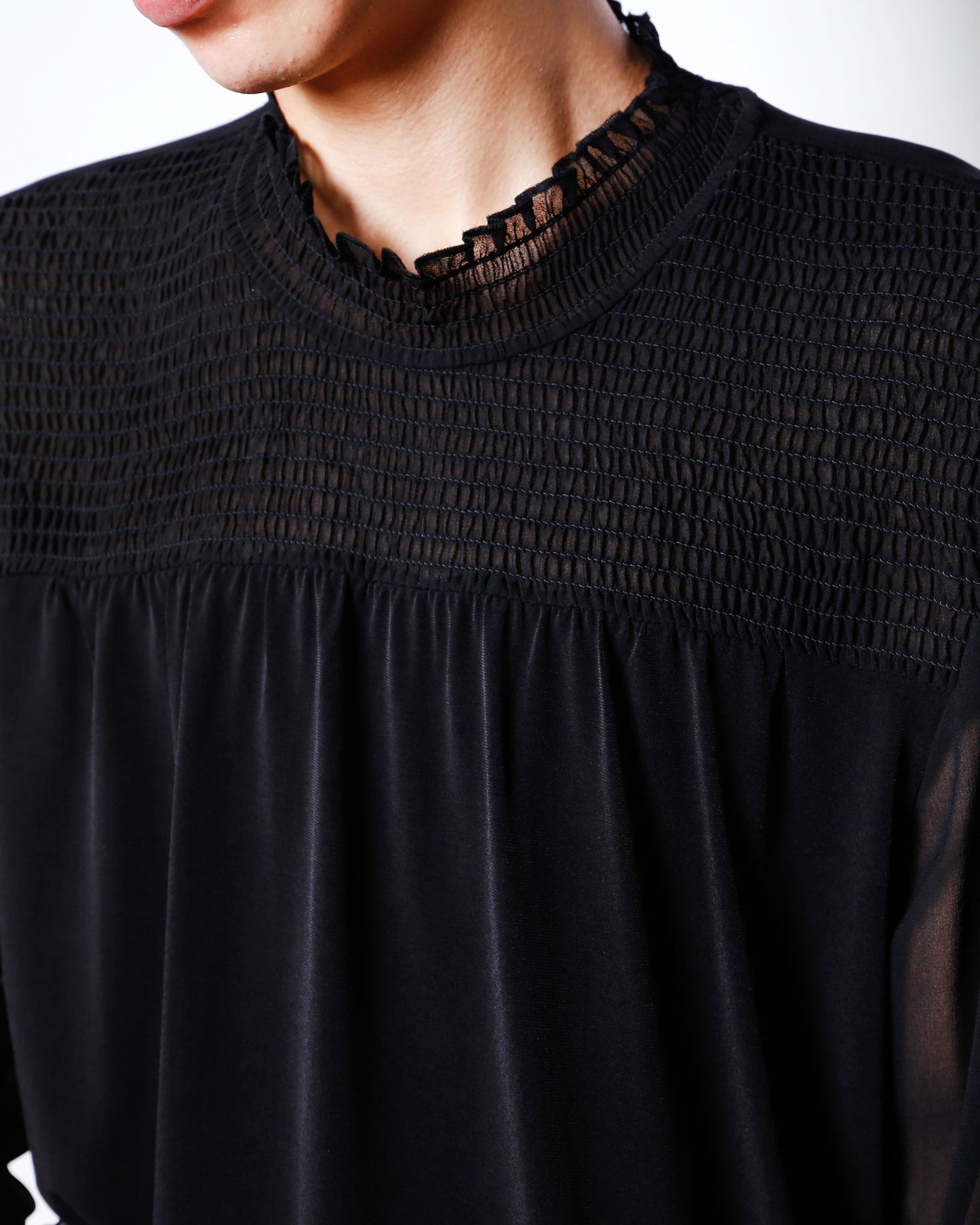 vintage calvin klein sheer shirring blouse