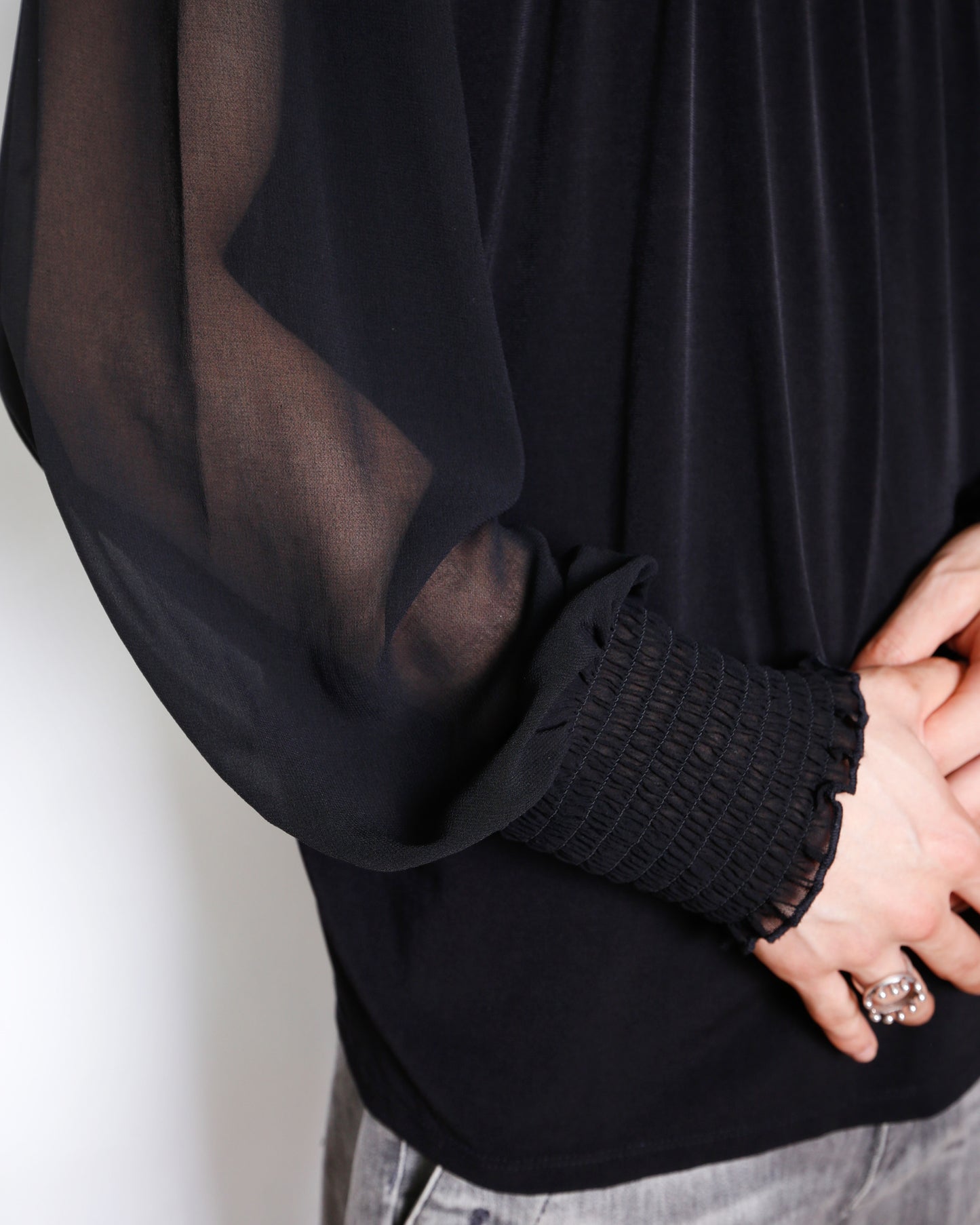 vintage calvin klein sheer shirring blouse