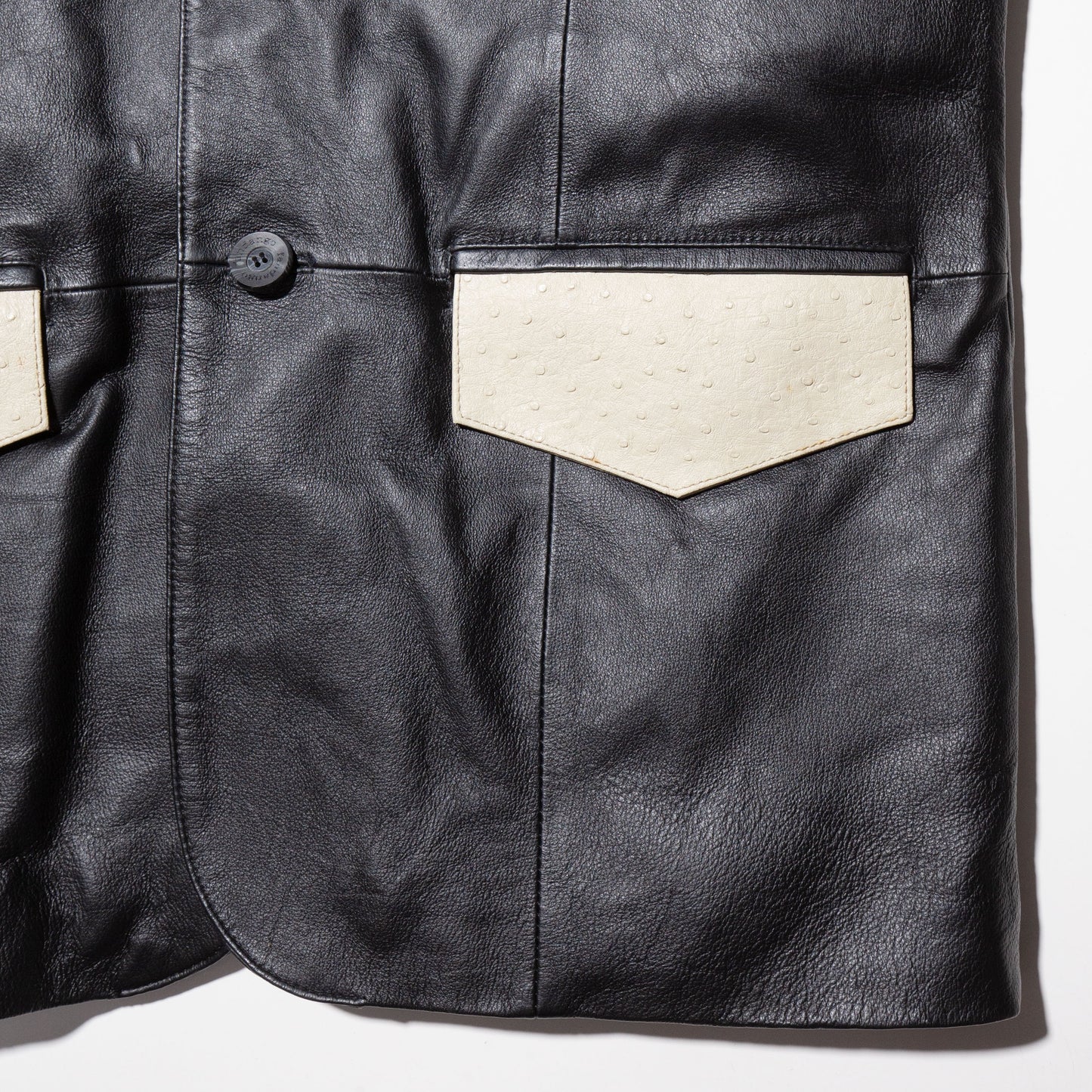 vintage orstrich yoke leather tailored jacket