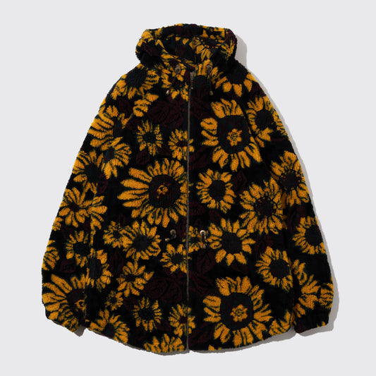 vintage sunflower hooded boa jacket