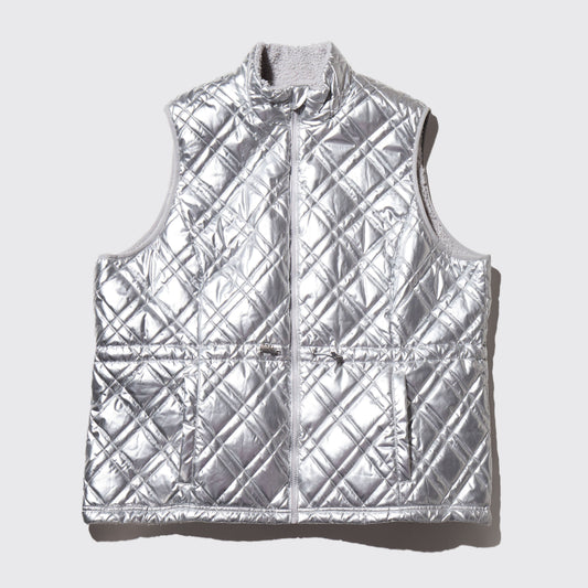 vintage reversible silver quilting vest