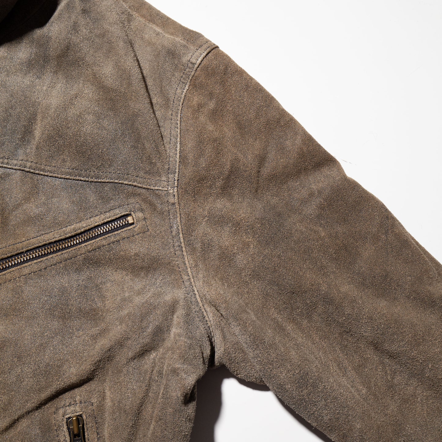 vintage stand collar suede leather jacket