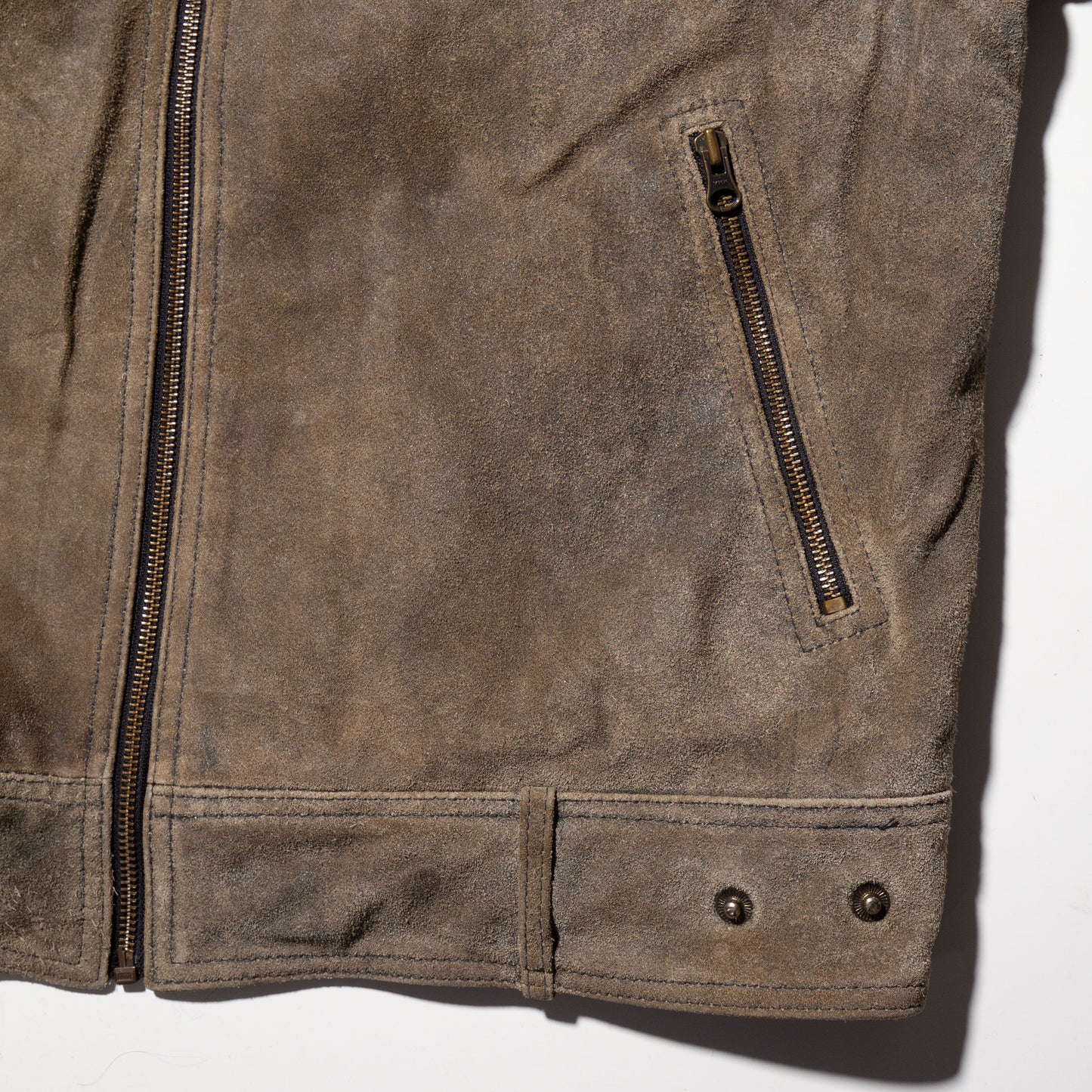 vintage stand collar suede leather jacket