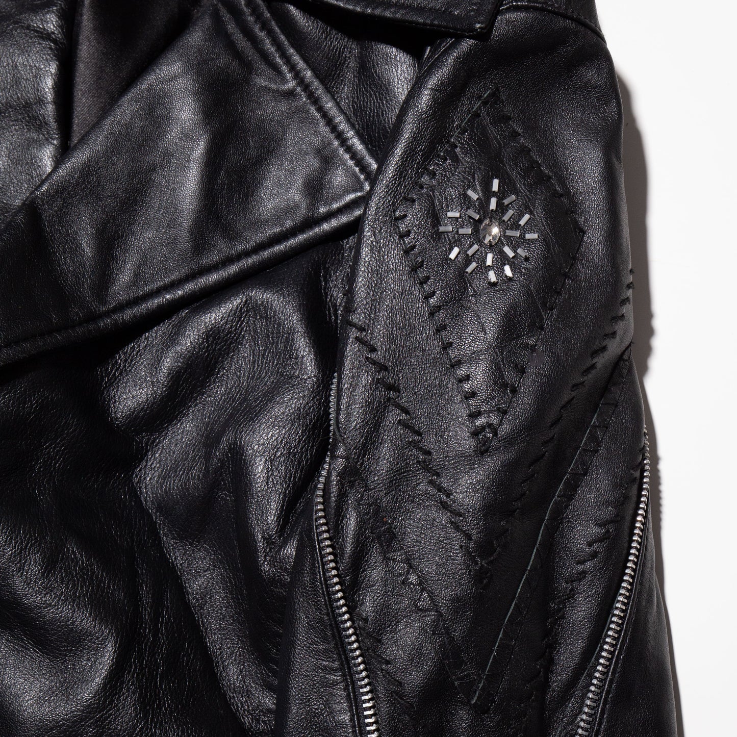vintage zip custom leather jacket