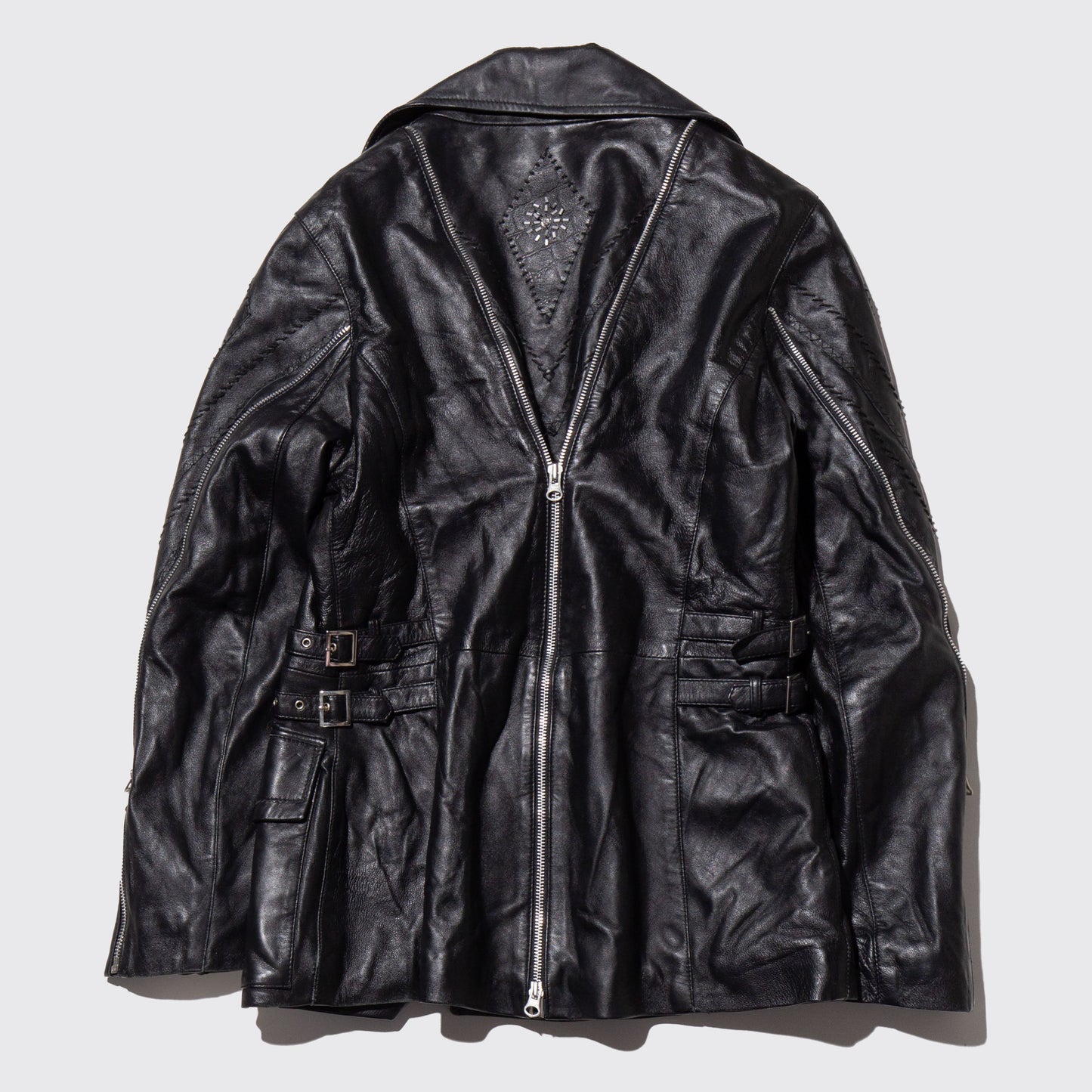 vintage zip custom leather jacket