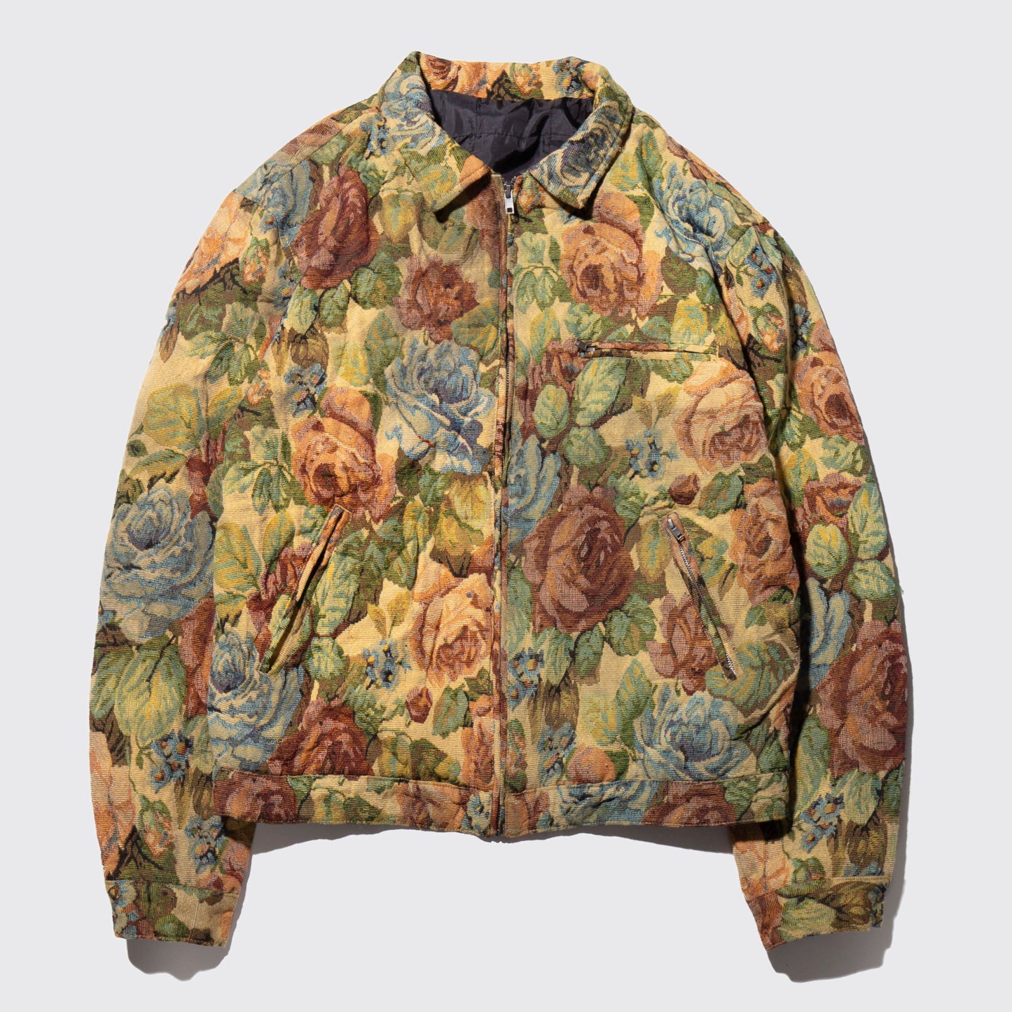vintage flower jacquard zipped jacket