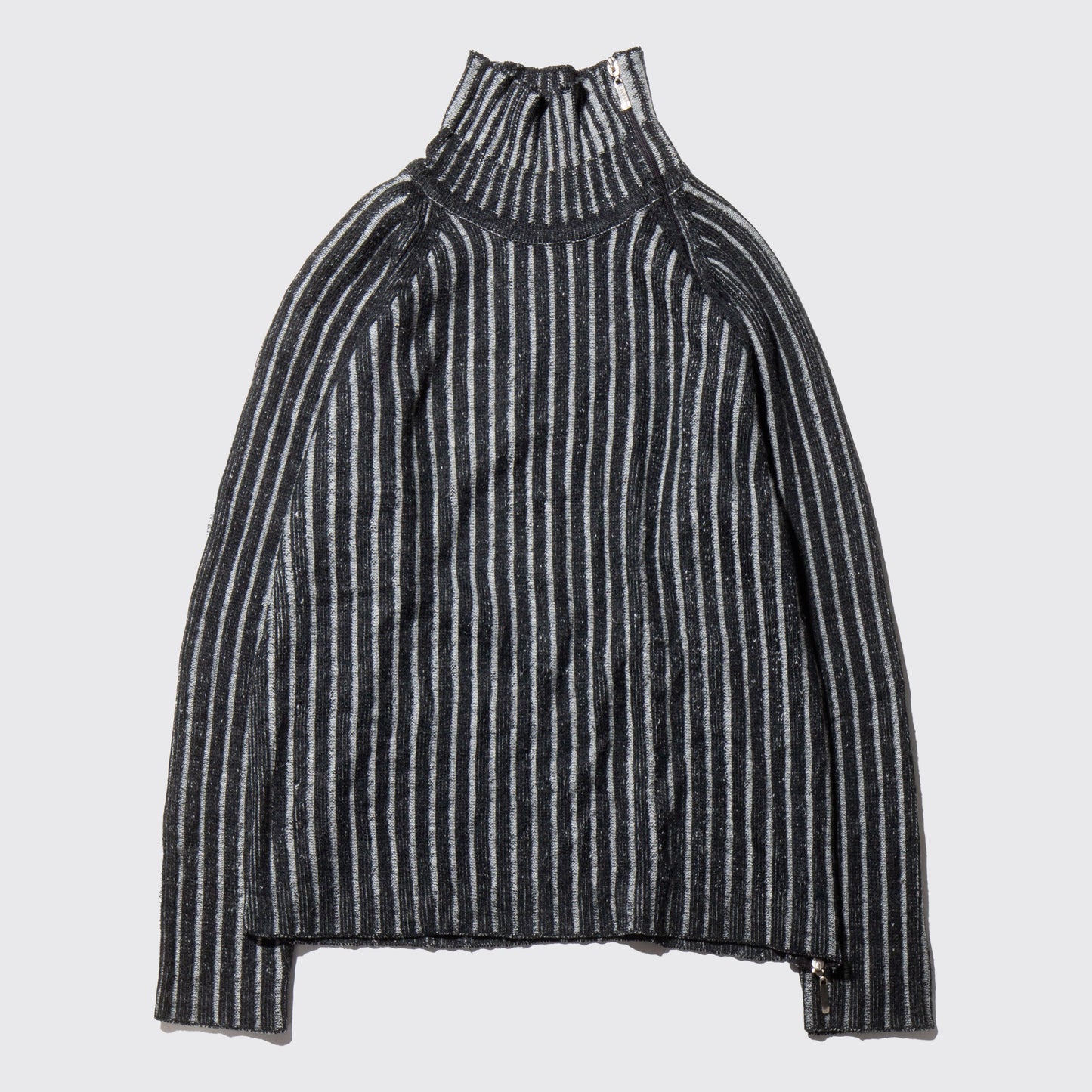 vintage slanting zip rib sweater