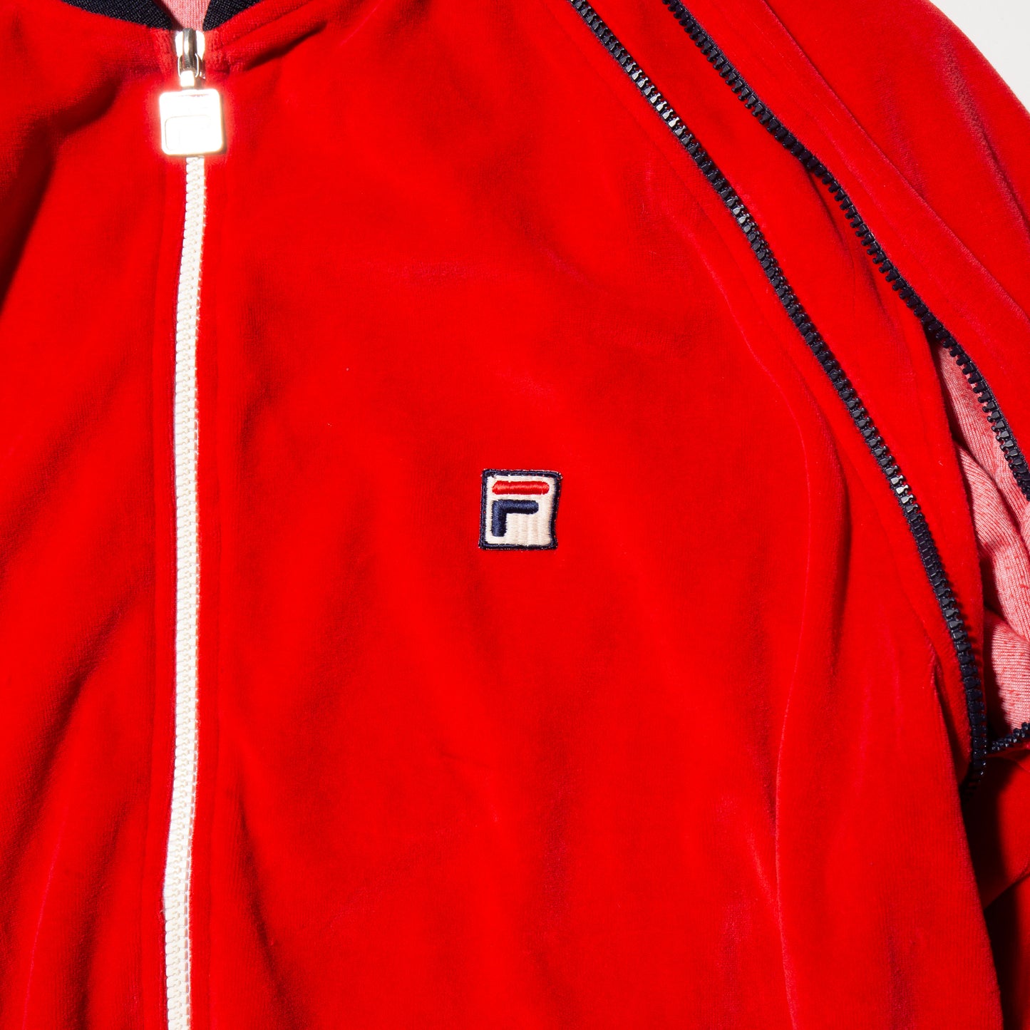 vintage 80's french fila velour track jacket , detachable sleeve