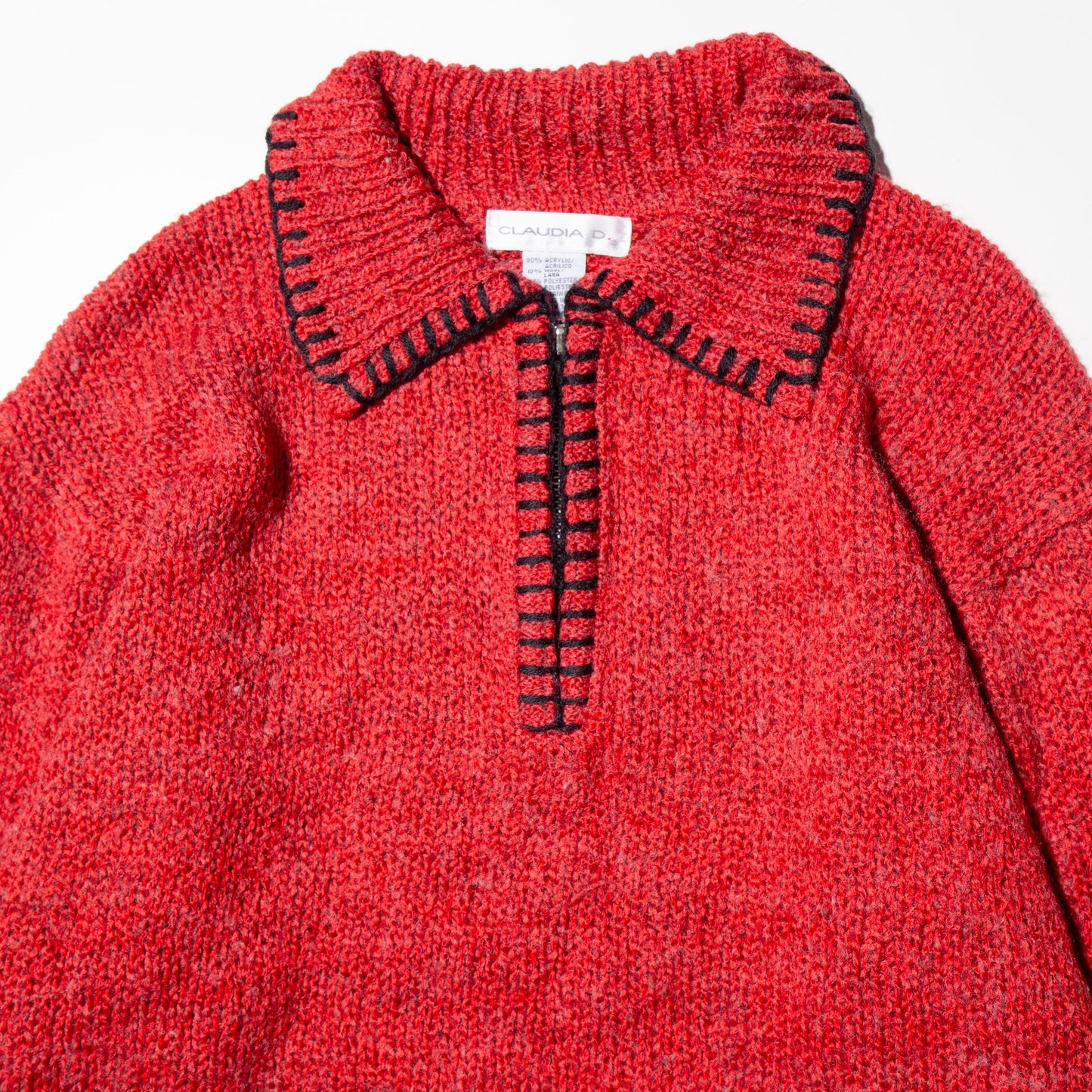 vintage stitch half zip sweater