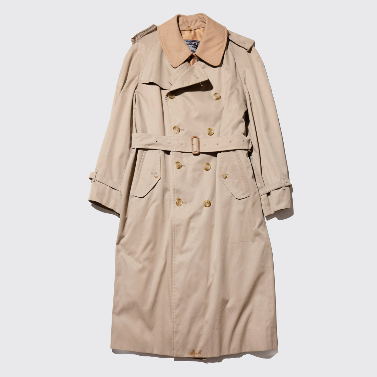 vintage 80's Burberrys' long trench coat, detachable collar/liner