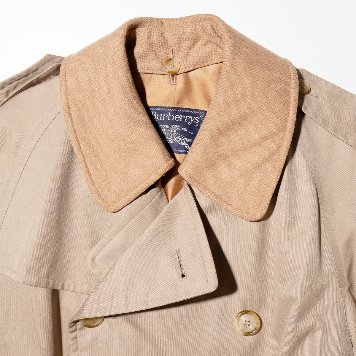 vintage 80's Burberrys' long trench coat, detachable collar/liner