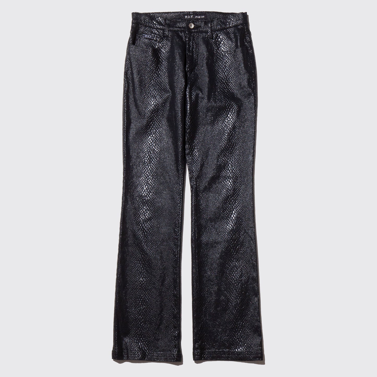 vintage faux python flare trousers