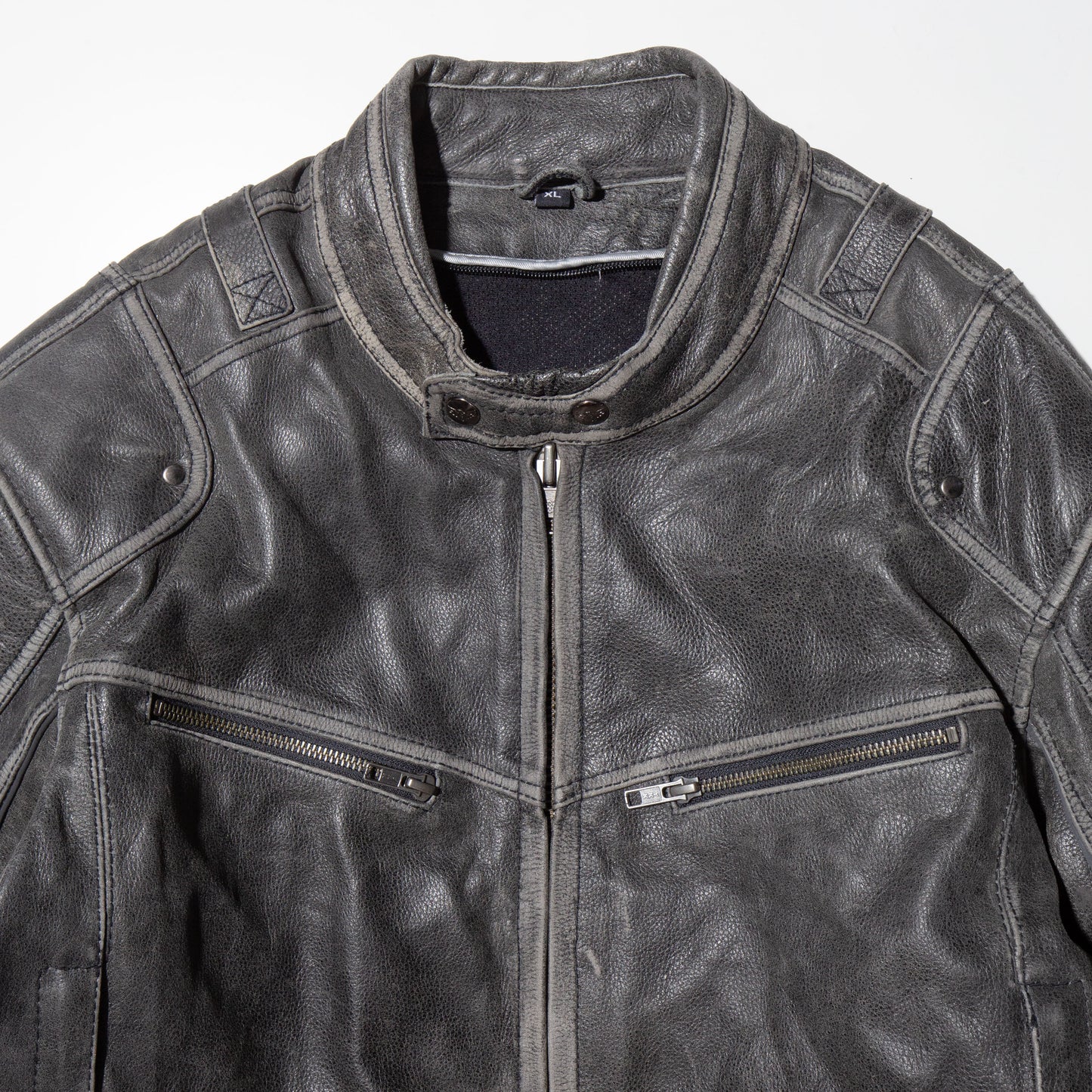 vintage faded motocross leather jacket