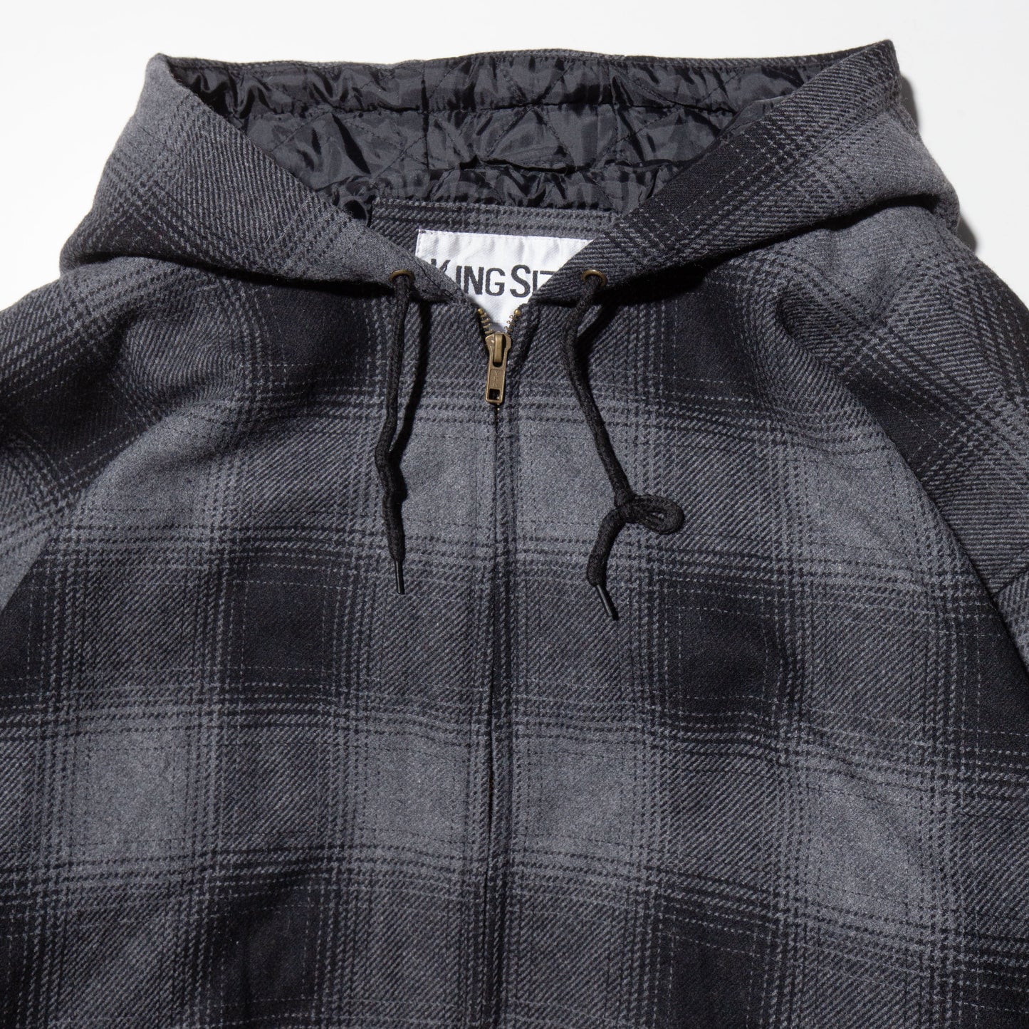 vintage loose ombre check hooded jacket