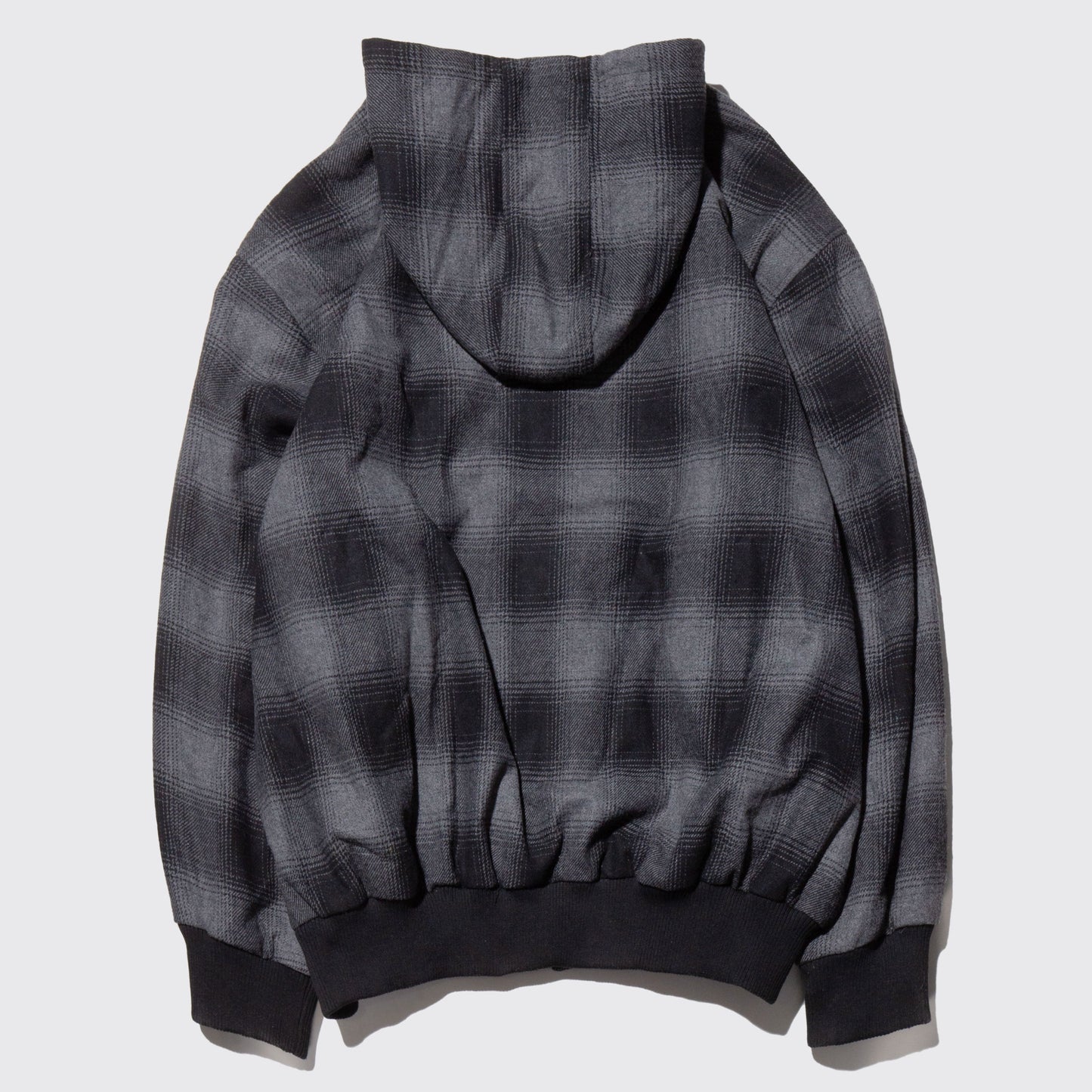 vintage loose ombre check hooded jacket