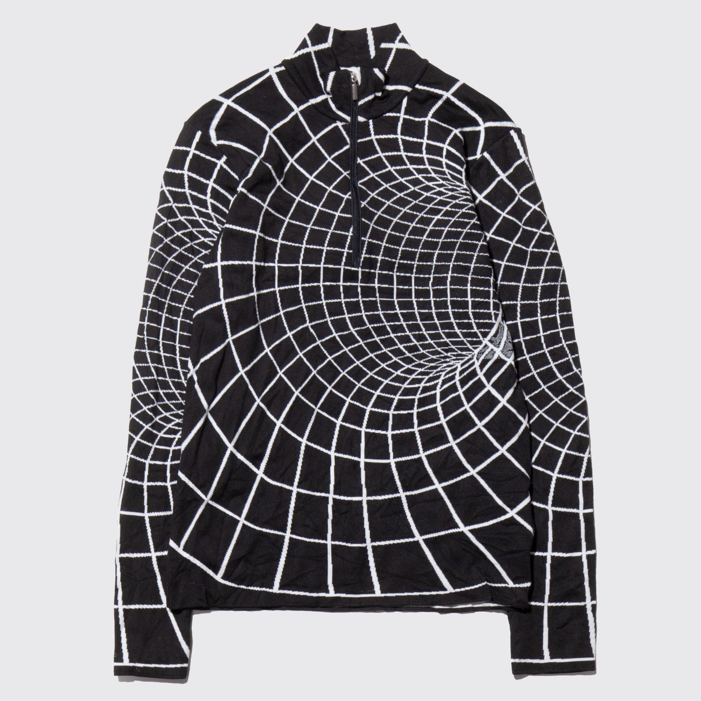 vintage geometry grid half zip l/s