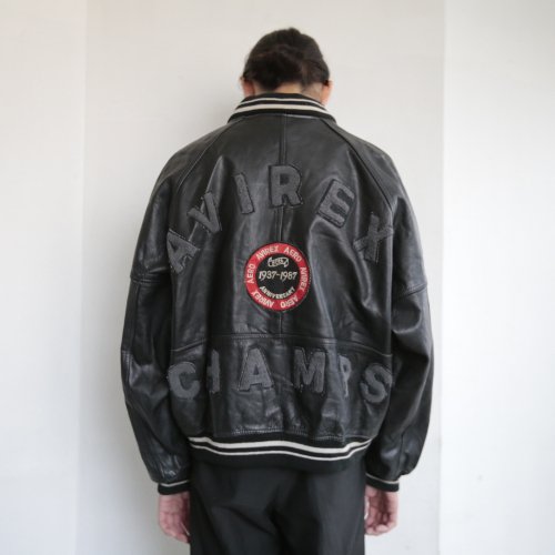 vintage avirex leather varsity jacket