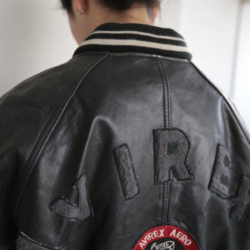 vintage avirex leather varsity jacket