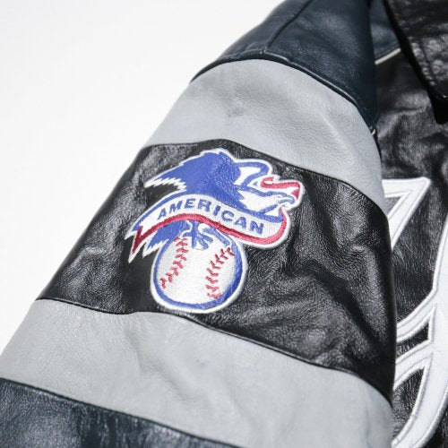 vintage 90's yankees logo leather jacket