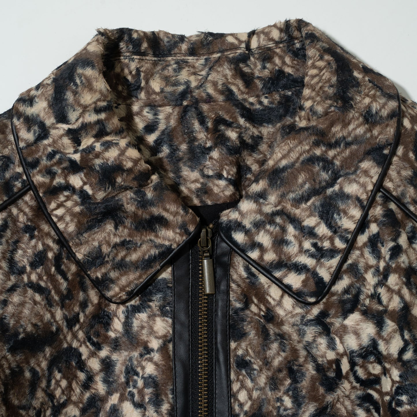 vintage faux animal zipped jacket