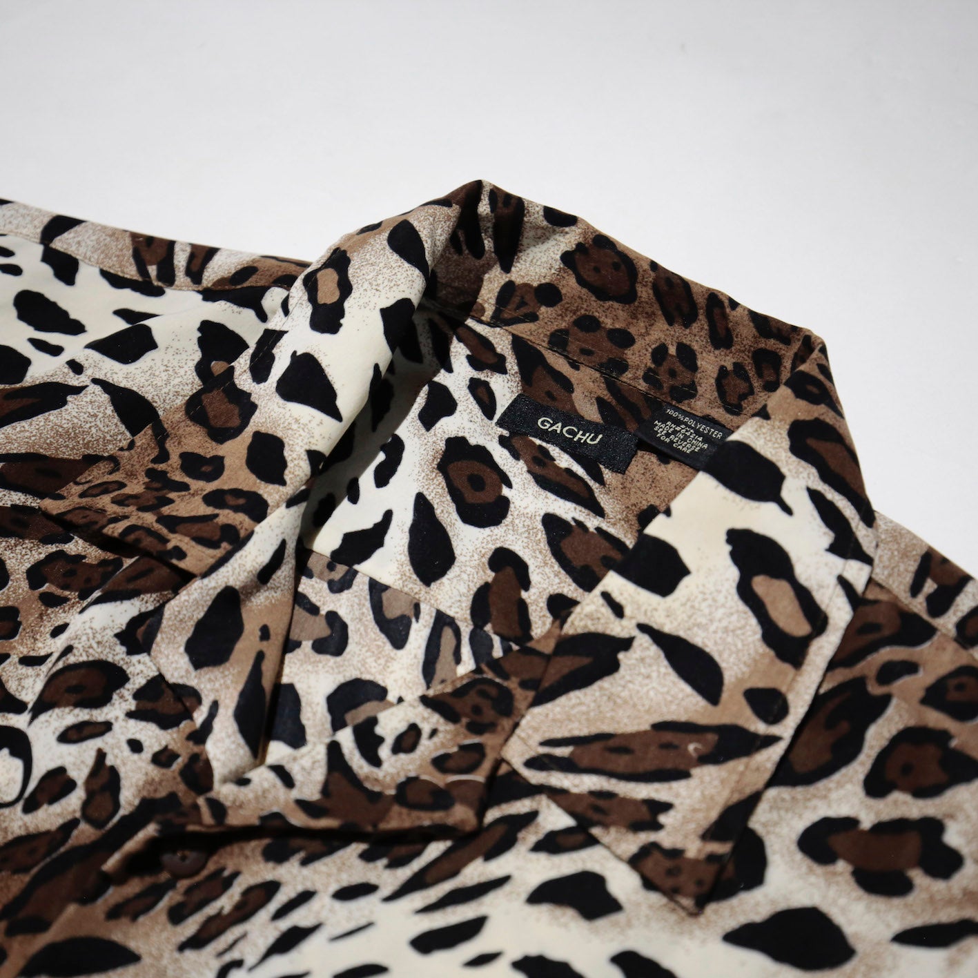 vintage leopard open collar h/s shirt