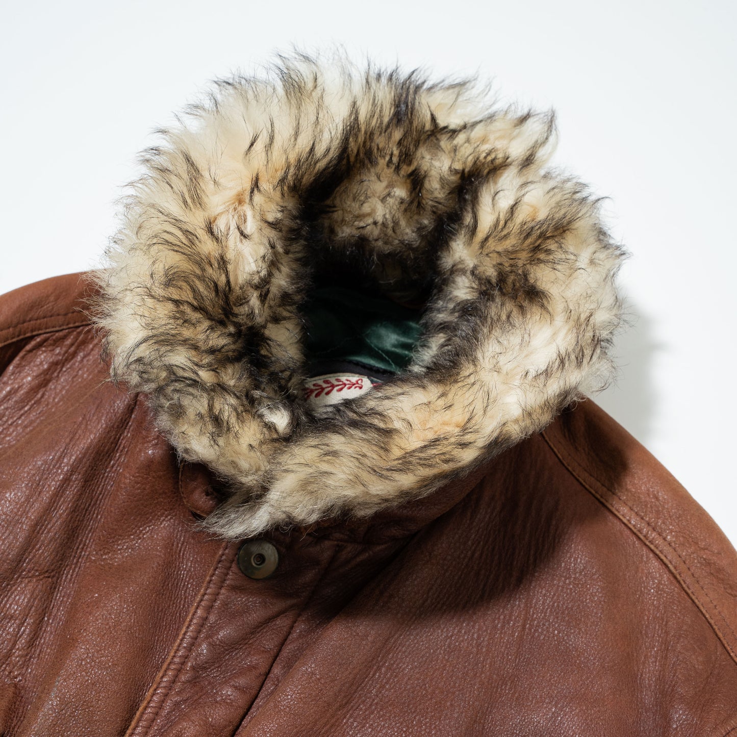vintage detachable fur collar leather jacket