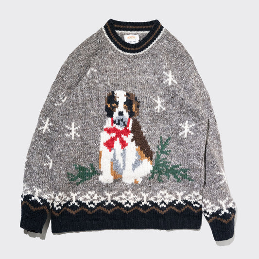 vintage dog hand knit sweater