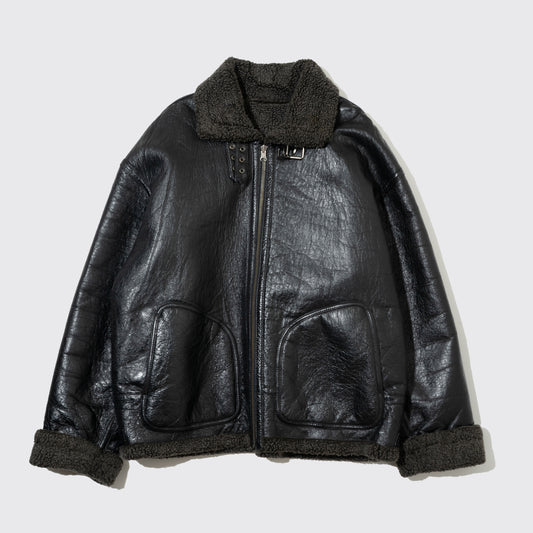 vintage type b-3 jacket , reversible faux leather/boa
