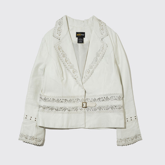 vintage lace cut leather jacket