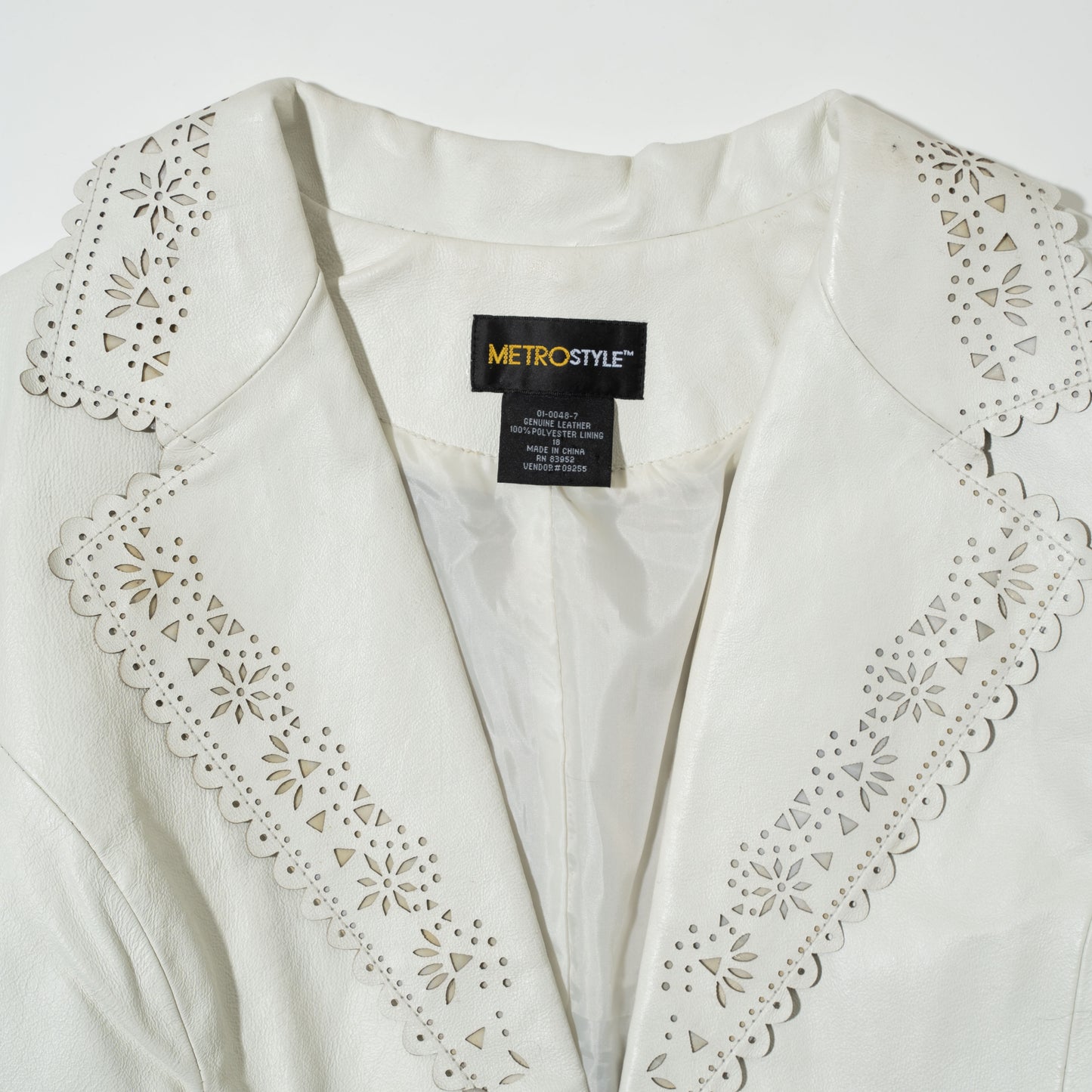 vintage lace cut leather jacket