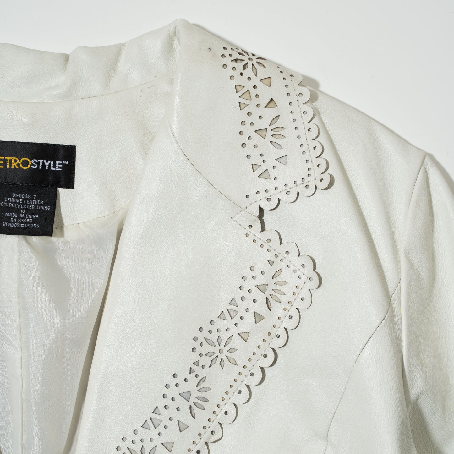 vintage lace cut leather jacket