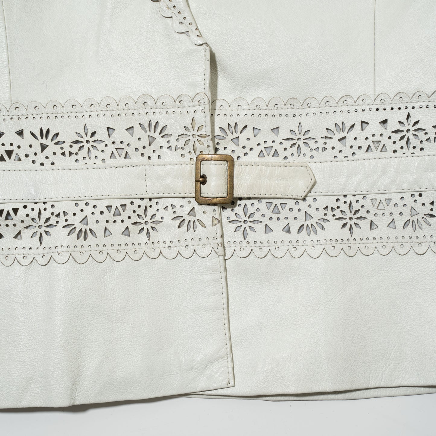 vintage lace cut leather jacket