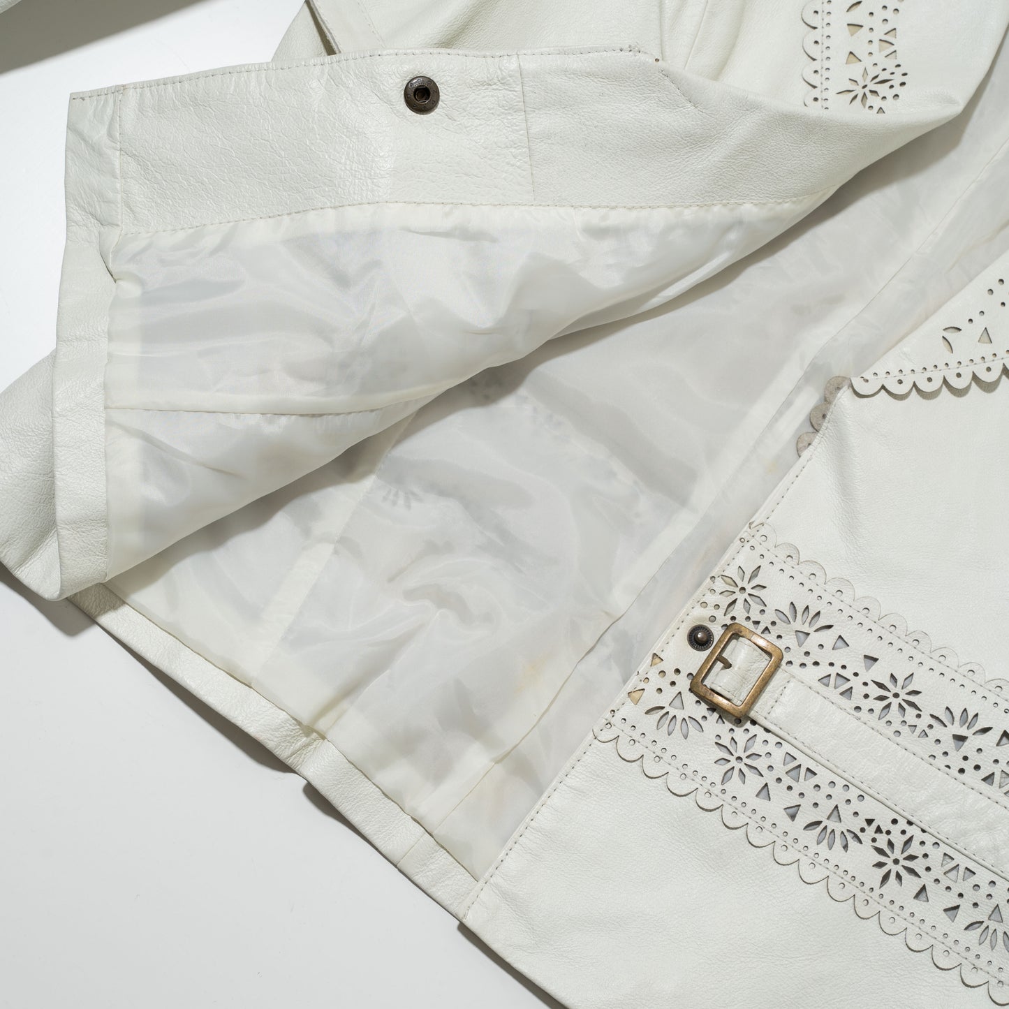 vintage lace cut leather jacket