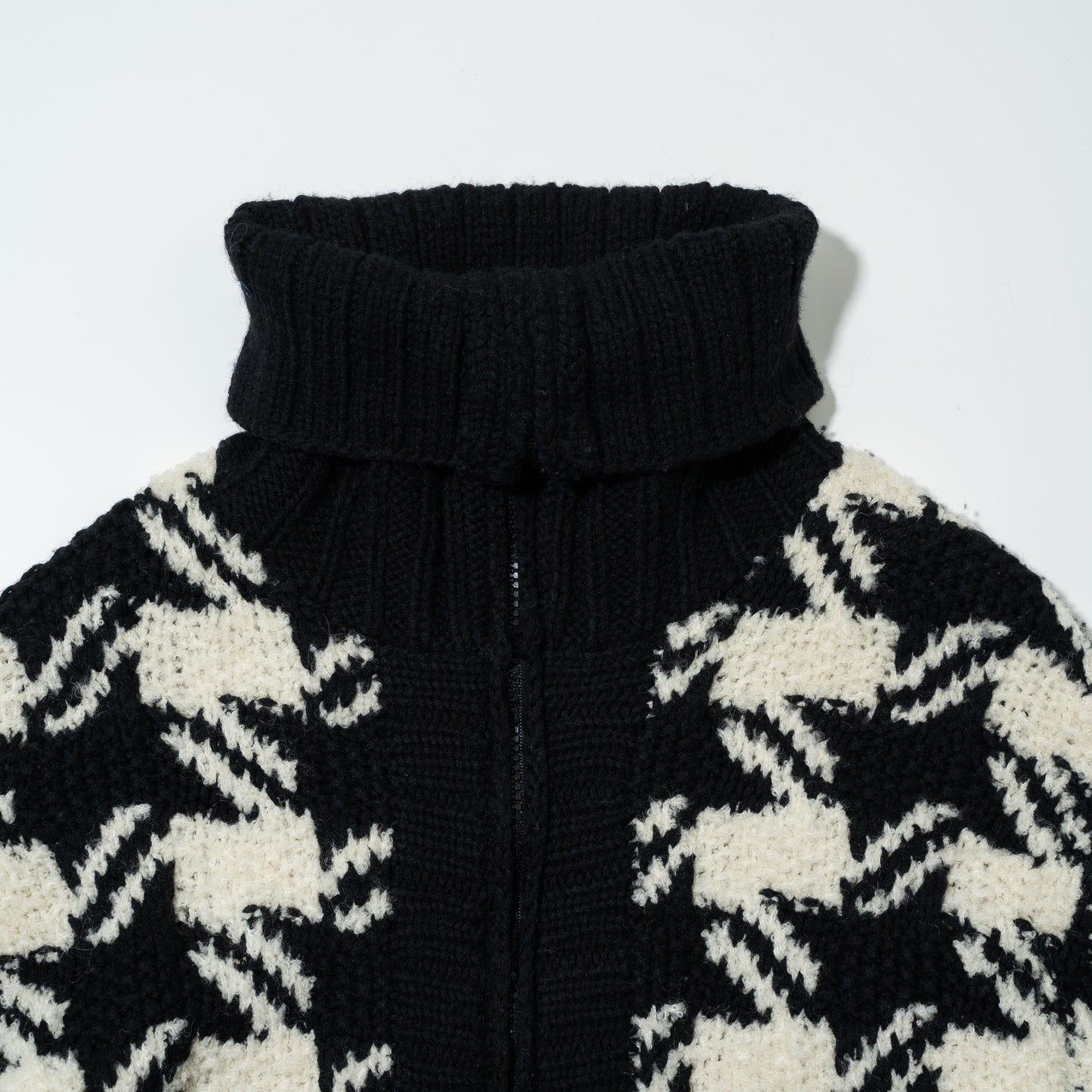 vintage houndstooth zipped knit jacket