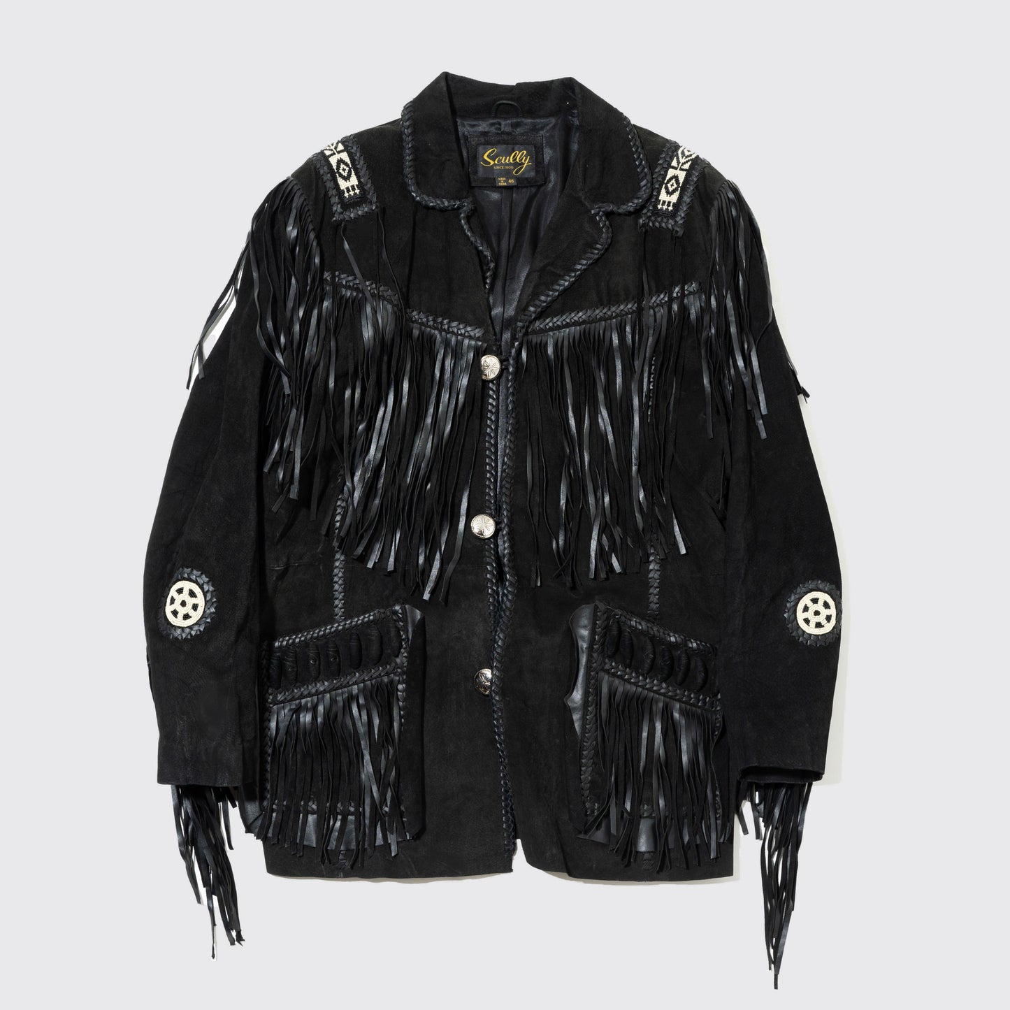 vintage fringe craft leather jacket