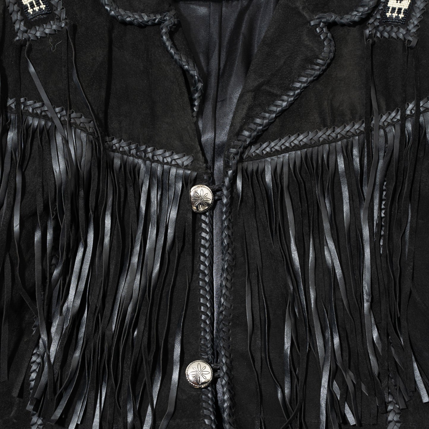 vintage fringe craft leather jacket