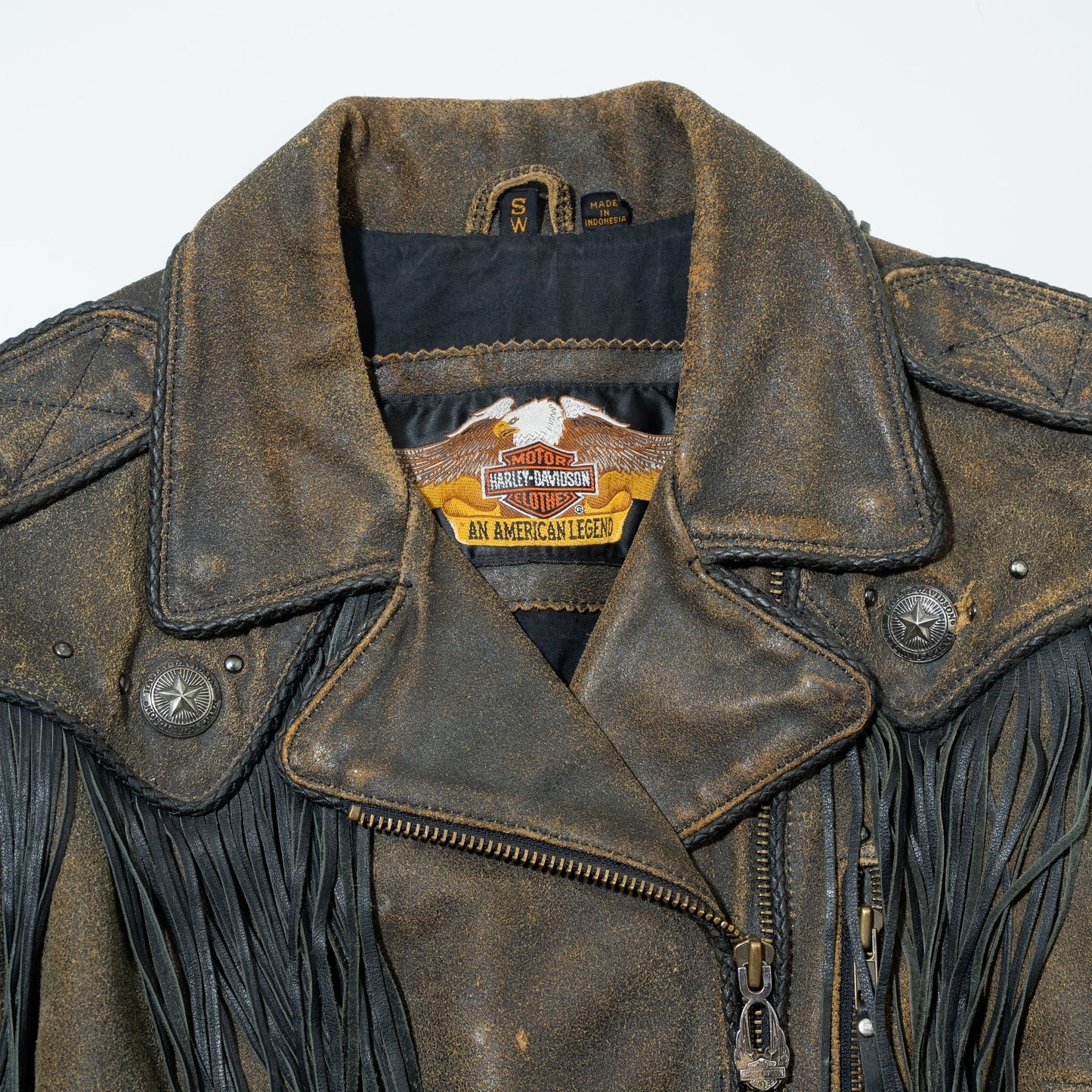 vintage harley davidson fringe fade riders jacket